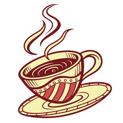Cup of hot coffee in vector