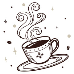 Cup of hot coffee in vector