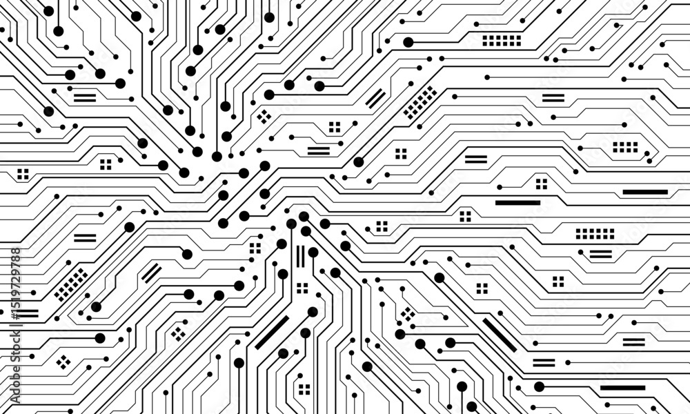 Poster abstract black circuit board technology connected lines electronics elements computer motherboard ch