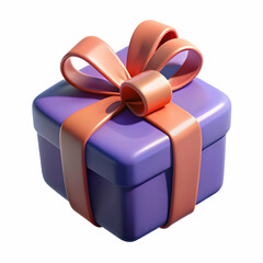 Purple Gift Box with Orange Ribbon Perfect for Holiday Presentation