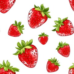 Repeating strawberry pattern on white background.