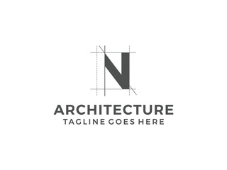 letter N logo, creative architecture design, vector illustration, isolated on transparent background