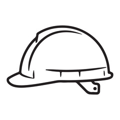 Construction worker profile safety helmet silhouette