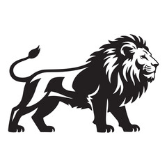 Strong lion graphic black and white animal art