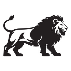 Majestic lion silhouette bold wildlife vector