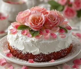 Pink Rose Valentine's Day Cake
