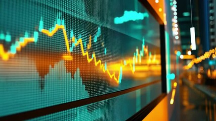 Dynamic Stock Market Data Display at Night - Powered by Adobe