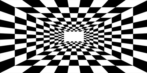Floor in perspective with checkerboard texture. Empty chess board. Vector illustration.