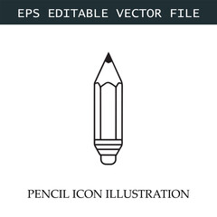Pencil Icon Black and White Vector Design Image Illustration
