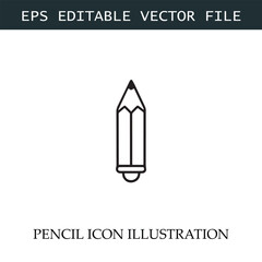Pencil Icon Black and White Vector Design Image Illustration
