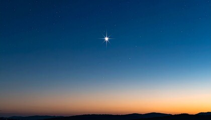 Vivid Sunset Colors Above the Dark Mountains at Night Starry Sky