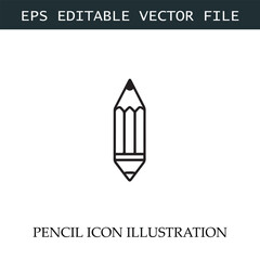 Pencil Icon Black and White Vector Design Image Illustration
