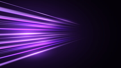 Obraz premium Panoramic high speed technology concept, light abstract background. Modern abstract high-speed movement. Dynamic motion light trails with motion blur effect on dark background. 