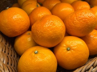 fresh fruits oranges in the market 