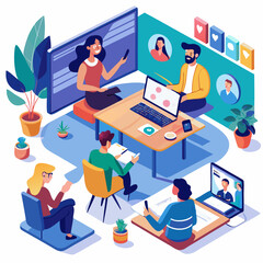 business people working on computer