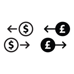 Currency exchange icons dollar to pound vector	