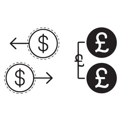 Obraz premium Currency exchange icons dollar to pound vector