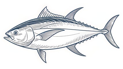 Obraz premium Three Bold Black Tuna Silhouettes in Varying Poses on White Background for Contrast