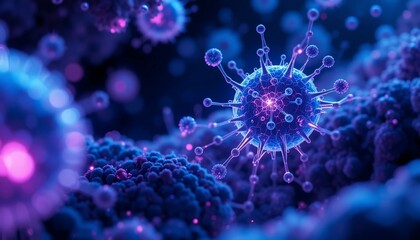 Microscopic Virus Particle 3D Render of Infectious Agent Cellular Biology Medical Research