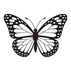 Elegant butterfly silhouette black and white vector