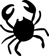 Hand drawn crab silhouette illustration in black red green blue yellow cyan and magenta suitable for various design applications