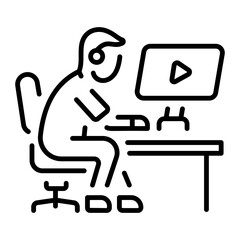 A linear style icon of an editing desk