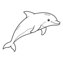 Obraz premium Cute dolphin outline playful sea animal illustration