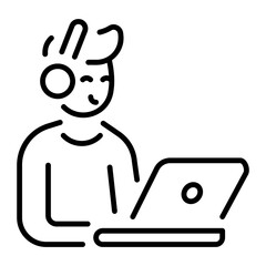 A linear style icon depicting digital media 