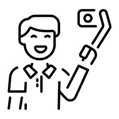 A line style icon showing a vlogger recording content