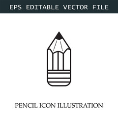 Pencil Icon Black and White Vector Design Image Illustration
