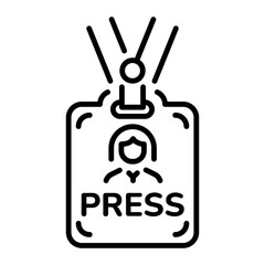 A line style icon showing a press card 