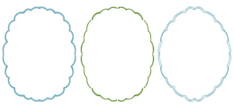 Collection of oval frames featuring hand drawn lines, curves, and scalloped edges. Includes doodle style, wavy, zigzag borders for invitations, cards, and design templates. For print and digital use.