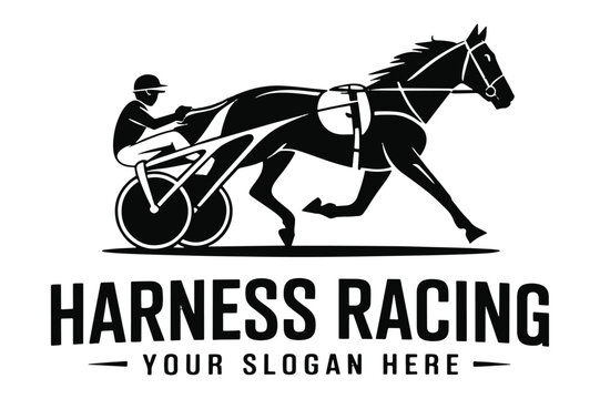 Harness racing logo design black silhouette