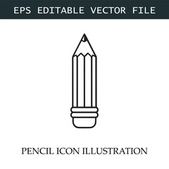 Pencil Icon Black and White Vector Design Image Illustration
