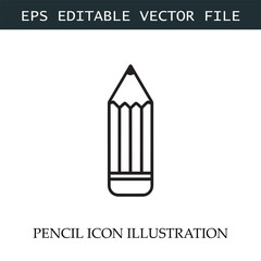 Pencil Icon Black and White Vector Design Image Illustration
