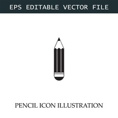 Pencil Icon Black and White Vector Design Image Illustration
