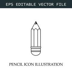 Pencil Icon Black and White Vector Design Image Illustration
