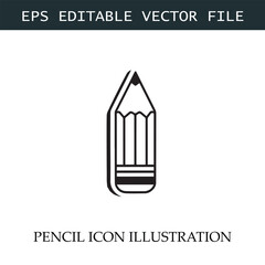 Pencil Icon Black and White Vector Design Image Illustration
