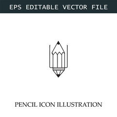Pencil Icon Black and White Vector Design Image Illustration
