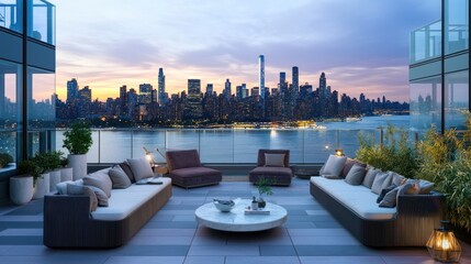 Luxury Penthouse Sunset View,  Cityscape Panorama from Private Terrace