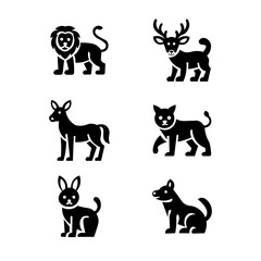 Black Animal Icons Set – Minimalist Vector Design Collection