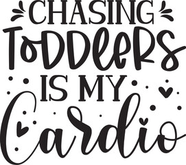 Chasing toddlers cardio graphic design vector File