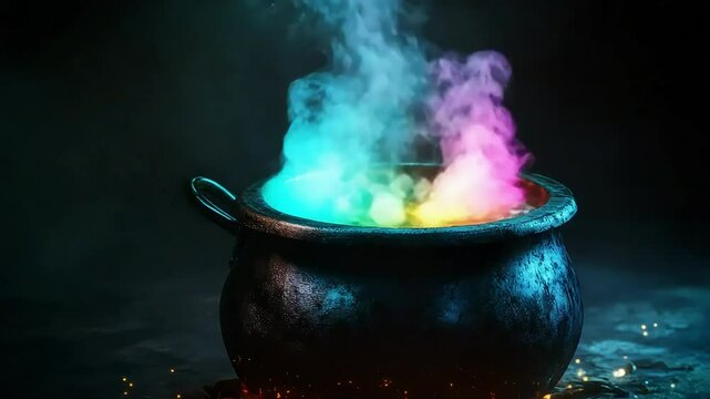 Colorful cauldron steaming