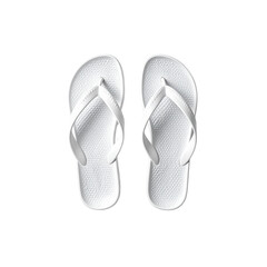 White summer flip flops pair comfortable beach sandals on transparent background