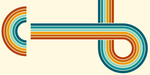 Abstract background of rainbow groovy Wavy Line design in 1970s Hippie Retro style. Vector pattern ready to use for cloth, textile, wrap and other.