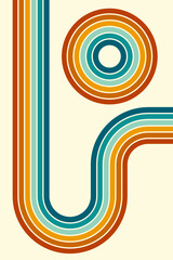 Abstract background of rainbow groovy Wavy Line design in 1970s Hippie Retro style. Vector pattern ready to use for cloth, textile, wrap and other.