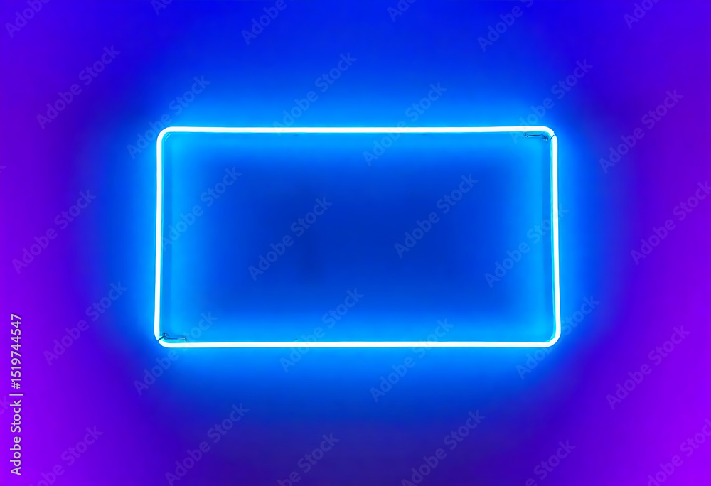 Wall mural glowing neon rectangle on gradient background modern design element for advertising and visuals
