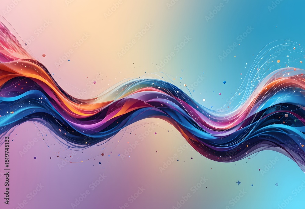 Poster Modern Tech Abstract Image Featuring Vivid Colors. Flowing Lines And Shapes Suggest Innovation. Technology Concept With A Futuristic Feel. Harmonious Design For Digital Displays.