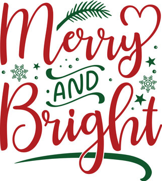 Merry and bright holiday vector design File