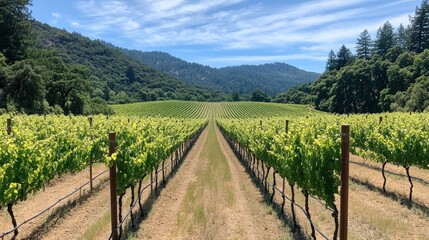 Naklejka premium Vineyard Rows in California's Wine Country